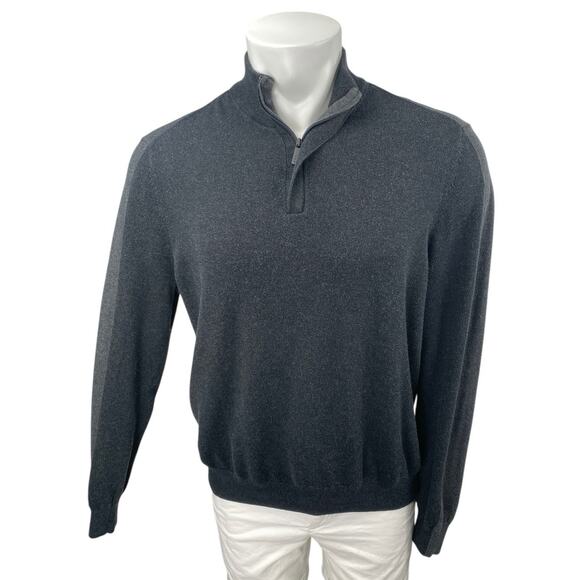 Perry Ellis Men's Black 1/4 Zip High Neck Long Sleeve Sweatshirt Sweater Top L - Picture 1 of 3